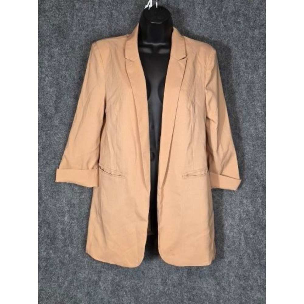 Missguided Womens Tan Open Front Blazer Jacket Size US 6 Business Casual Office
